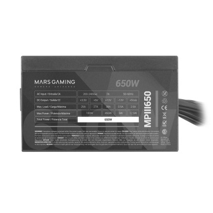 Mars Gaming MPIII650 alimentatore per computer 650 W 20+4 pin ATX ATX Nero