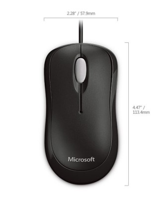 Microsoft Mouse Ready Ottico 800 Dpi Con Cavo Usb, 3 Tasti, Colore Nero