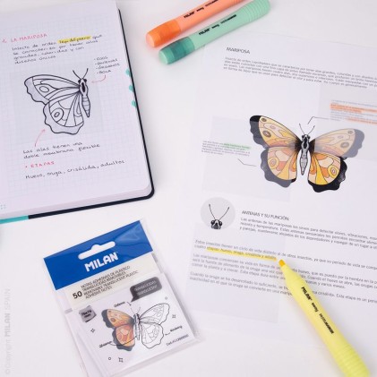 Milan 411260050 etichetta autoadesiva Quadrato Rimovibile Trasparente, Bianco 50 pz