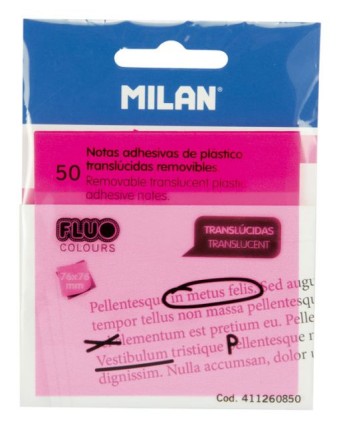 Milan 411260850 pouch autoadesiva Quadrato Rosa, Trasparente 50 fogli Autoadesivo
