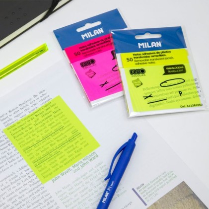 Milan 411261050 pouch autoadesiva Quadrato Trasparente, Giallo 50 fogli Autoadesivo