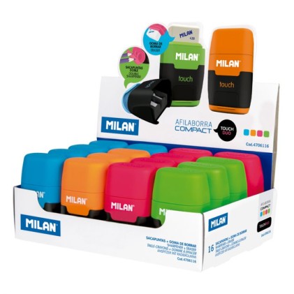 Milan 4706116 temperino Temperamatite manuale Blu, Verde, Arancione, Rosa