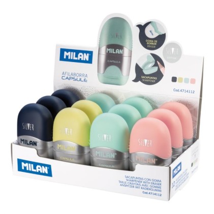 Milan 4714112 temperino Temperamatite manuale Blu, Rosa, Turchese, Giallo