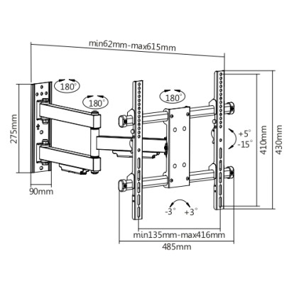 Supporto Monitor Parete Munari Sp754 S Line Sp 754 Nero
