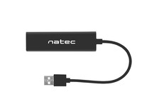 NATEC NHU-1413 Natec Hub USB 2.0 DRAGONFLY 3-ports + RJ45, Black