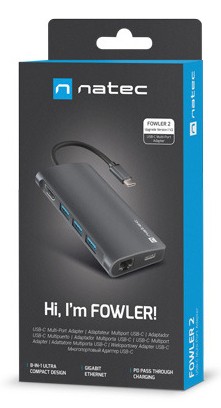 NATEC NMP-2162 replicatore di porte e docking station per laptop Cablato USB 3.2 Gen 1 (3.1 Gen 1) Type-C Grigio