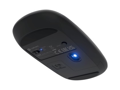Mouse ottico wireless Natec Lark - Bluetooth + 2,4 GHz - 4000 dpi - 9 pulsanti - Sensore Blue Sense - Colore antracite