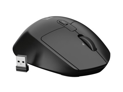 Mouse ottico wireless Natec Kite - Bluetooth e 2,4 GHz - Adattatore USB - 9 pulsanti - Nero