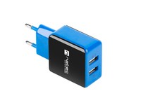 NATEC NUC-0997 Natec Extreme Media Universal USB Charger 230V->USB 5V/2,1A, 2 port, black-blue