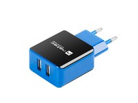 NATEC NUC-0997 Natec Extreme Media Universal USB Charger 230V->USB 5V/2,1A, 2 port, black-blue