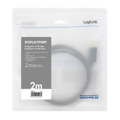Cavo Displayport 1.2 A Dvi 2 Mt Nero