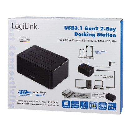Docking Station Usb 3.1 Gen 2 Per 2 Hdd/Ssd 2,5&#34; E 1 3,5&#34; Sata