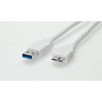 CAVO USB 3.0 CONNETTORI USB A - MICRO USB "B" MT. 1,8 COLORE BIANCO