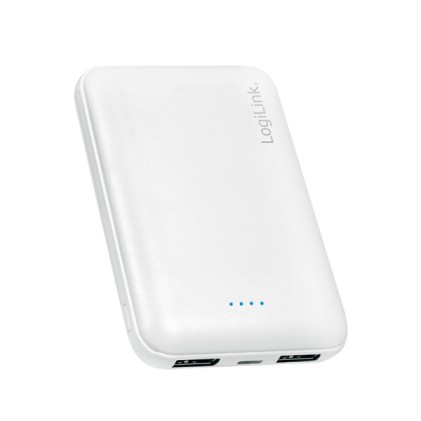 *Batteria Portatile Per Smartphone E Tablet 5000 Mah Con Due Porte Usb Bianca