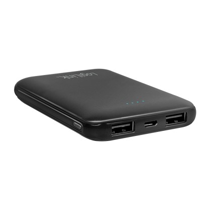 Batteria Portatile Per Smartphone E Tablet 5000 Mah Con Due Porte Usb Nera