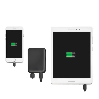 Batteria Portatile Per Smartphone E Tablet 5000 Mah Con Due Porte Usb Nera