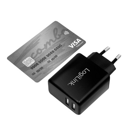 Adattatore Di Corrente Con 2 Porte Usb 12W Nero