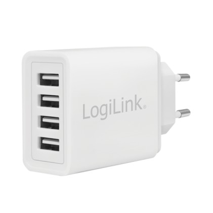 Caricabatterie 4 Porte Usb 24 Watt Bianco