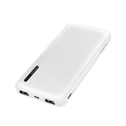 *Batteria Portatile Per Smartphone E Tablet 10000 Mah Con Due Porte Usb Bianca