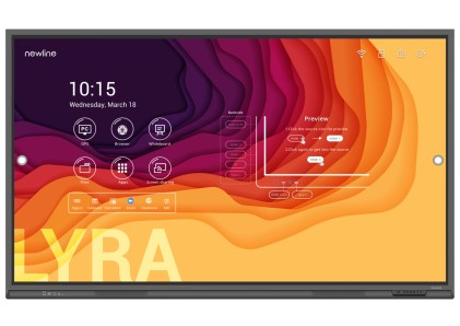 Newline Display Touch Interattivo 65, Serie Lyra, 20 Tocchi, 4K Uhd, 4Gb Ram / 64Gb Storage, 2Xusb C, Android 11, Gar 3 Anni Onsite