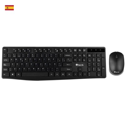 NGS Allure Kit, QWERTY, ES tastiera Mouse incluso RF Wireless Spagnolo Nero
