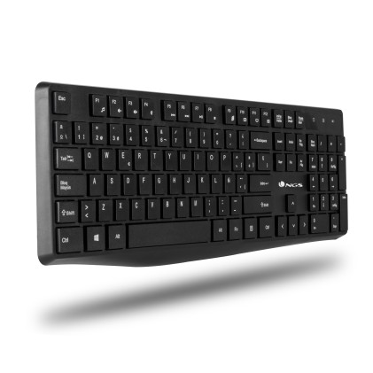 NGS Allure Kit, QWERTY, ES tastiera Mouse incluso RF Wireless Spagnolo Nero