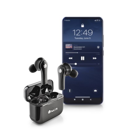 Ngs Auricolari Stereo Bluetooth 5.1 Artica Bloom + Base Di Ricarica + Touch Sensor + Vivavoce Black