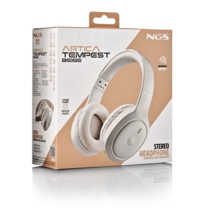 NGS Artica Tempest Beige Auricolare Con cavo e senza cavo A Padiglione Musica e Chiamate USB tipo-C Bluetooth