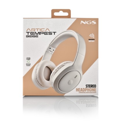 NGS Artica Tempest Beige Auricolare Con cavo e senza cavo A Padiglione Musica e Chiamate USB tipo-C Bluetooth