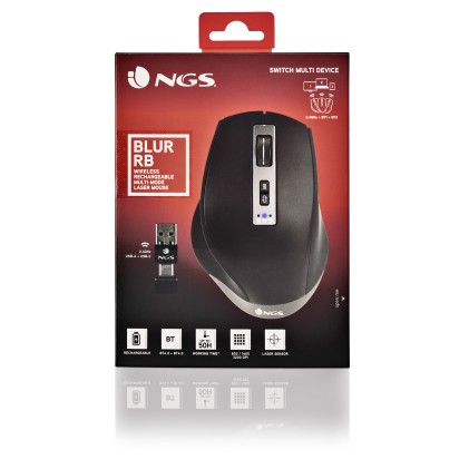 NGS BLUR-RB mouse Mano destra Bluetooth + USB Type-A 3200 DPI