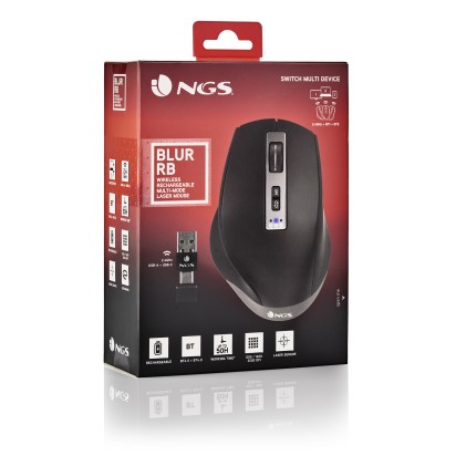 NGS BLUR-RB mouse Mano destra Bluetooth + USB Type-A 3200 DPI