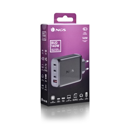 NGS BUD 140W Universale Nero AC Ricarica rapida Interno