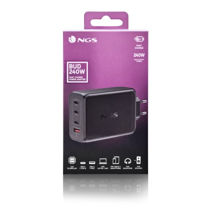 NGS BUD 240W Universale Nero AC Ricarica rapida Interno