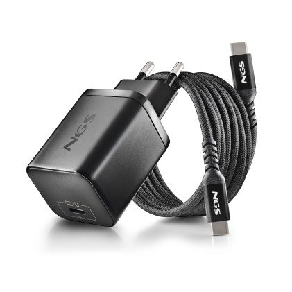 Ngs Bud 65W-H: Pack Caricatore Da Parete Gan Usb-C Da 65W + Cavo Usb-C Da 1,5 M + 8 Connettori Per N