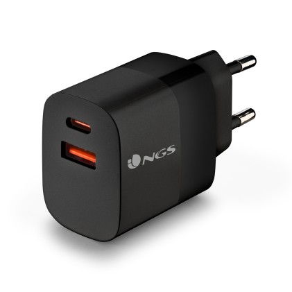 Ngs Caricatore Da Parete Ultraveloce Da 45W Con 2 Porte: Usb-C + Usb-A