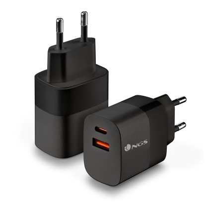 Ngs Caricatore Da Parete Ultraveloce Da 45W Con 2 Porte: Usb-C + Usb-A