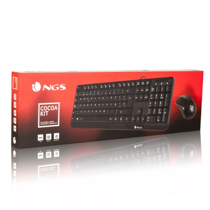 NGS Cocoa Kit, QWERTY, PT tastiera Mouse incluso USB Portoghese Nero