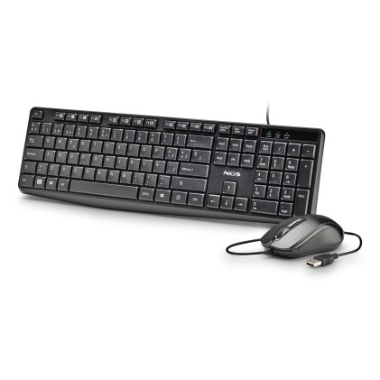 NGS COCOA KIT V2 tastiera Mouse incluso Universale USB QWERTY Spagnolo Nero