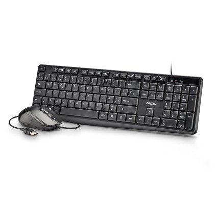 NGS COCOA KIT V2 tastiera Mouse incluso Universale USB QWERTY Spagnolo Nero