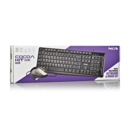 NGS COCOA KIT V2 tastiera Mouse incluso Universale USB QWERTY Spagnolo Nero