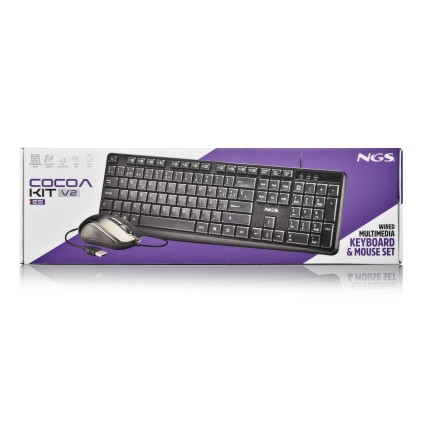 NGS COCOA KIT V2 tastiera Mouse incluso Universale USB QWERTY Spagnolo Nero