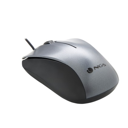 NGS Crew Mouse USB 1200 dpi - 3 pulsanti - Uso ambidestro - Cavo da 1,30 m - Grigio/Nero