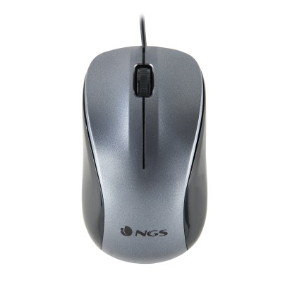 NGS Crew Mouse USB 1200 dpi - 3 pulsanti - Uso ambidestro - Cavo da 1,30 m - Grigio/Nero