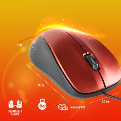 Ngs Mouse Ottico 1200 Dpi Con Filo Rosso