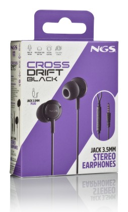 NGS CROSS DRIFT BLACK Auricolare Cablato In-ear Musica e Chiamate Nero