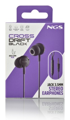 NGS CROSS DRIFT BLACK Auricolare Cablato In-ear Musica e Chiamate Nero
