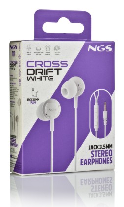 NGS CROSS DRIFT WHITE Auricolare Cablato In-ear Musica e Chiamate Bianco