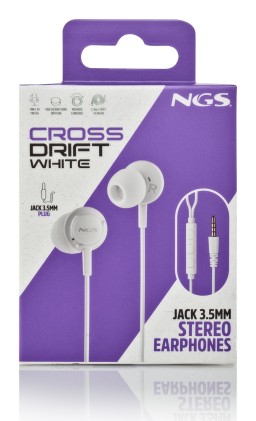 NGS CROSS DRIFT WHITE Auricolare Cablato In-ear Musica e Chiamate Bianco