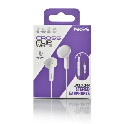 NGS CROSS FLIP Auricolare Cablato In-ear Musica e Chiamate Bianco