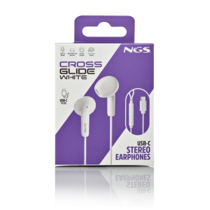 NGS CROSS GLIDE Auricolare Cablato In-ear Musica e Chiamate USB tipo-C Bianco